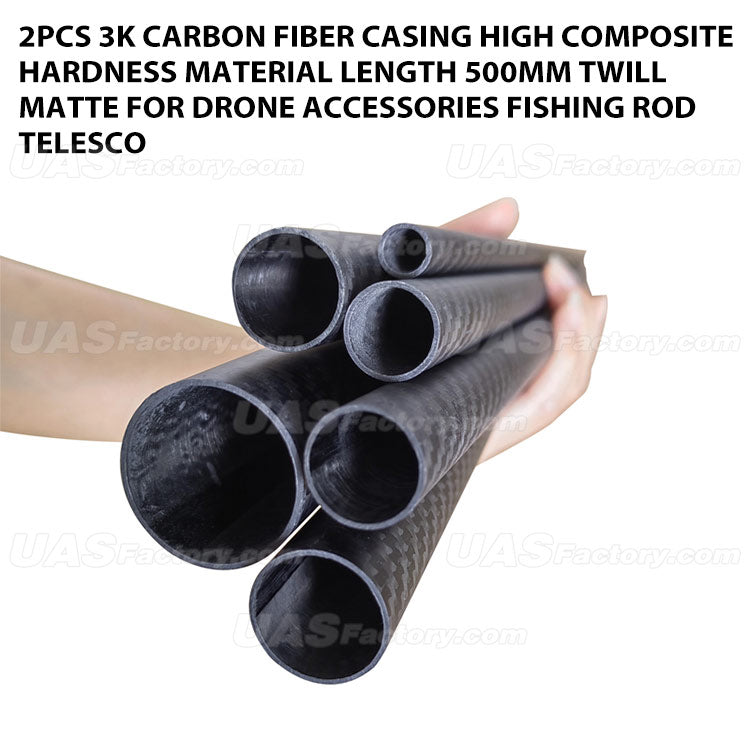 2pcs 3K Carbon Fiber Casing High Composite Hardness Material Length 500mm Twill Matte For Drone Accessories Fishing Rod Telesco