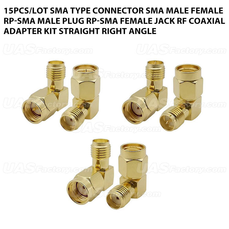 15Pcs/lot SMA Type Connector SMA Male Female RP-SMA Male Plug RP-SMA Female Jack RF Coaxial Adapter Kit Straight Right Angle