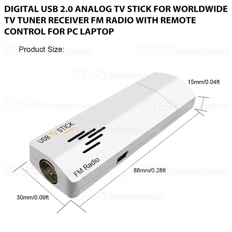 Digital USB 2.0 Analog TV Stick for Worldwide TV Tuner Receiver FM Radio with Remote Control for PC Laptop