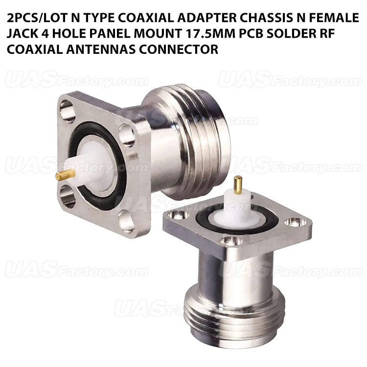 2pcs/Lot N Type Coaxial Adapter Chassis N Female Jack 4 Hole Panel Mount 17.5mm PCB Solder RF Coaxial Antennas Connector