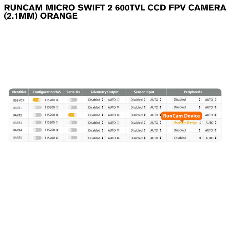 Runcam Micro Swift 2 600TVL CCD FPV Camera (2.1mm) Orange