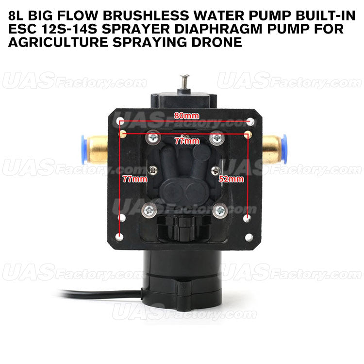 8L Big Flow Brushless Water Pump Built-In ESC 12S-14S Sprayer Diaphragm Pump For Agriculture Spraying Drone