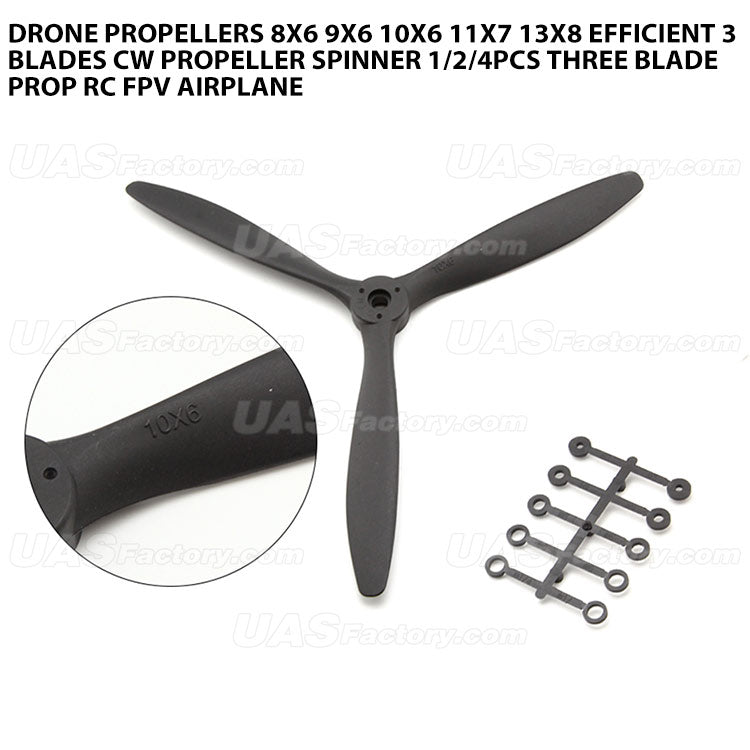 Drone Propellers 8x6 9x6 10x6 11x7 13x8 Efficient 3 Blades CW Propeller Spinner 1/2/4PCS Three Blade Prop RC FPV Airplane