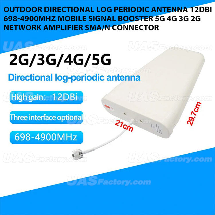 Outdoor Directional Log Periodic Antenna 12dBi 698-4900MHz Mobile Signal Booster 5G 4G 3G 2G Network Amplifier SMA/N Connector