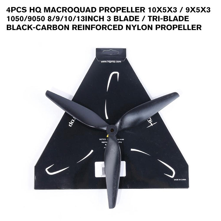 4pcs HQ Macroquad propeller 10X5X3 / 9X5X3 1050/9050 8/9/10/13inch 3 blade / tri-blade Black-carbon Reinforced nylon propeller