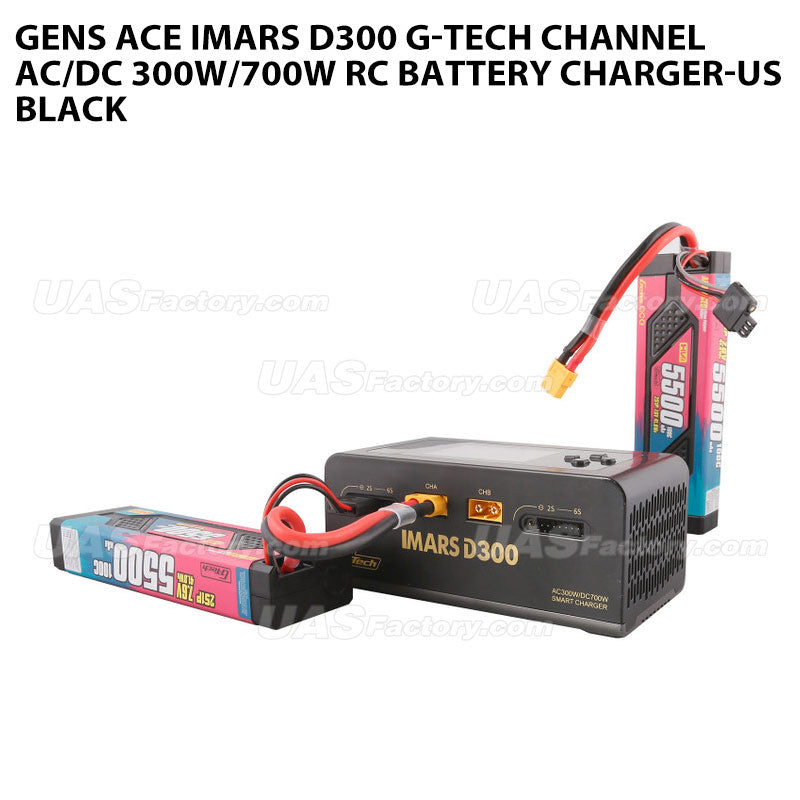 Gens Ace IMARS D300 G-Tech Channel AC/DC 300W/700W RC Battery Charger-US Black