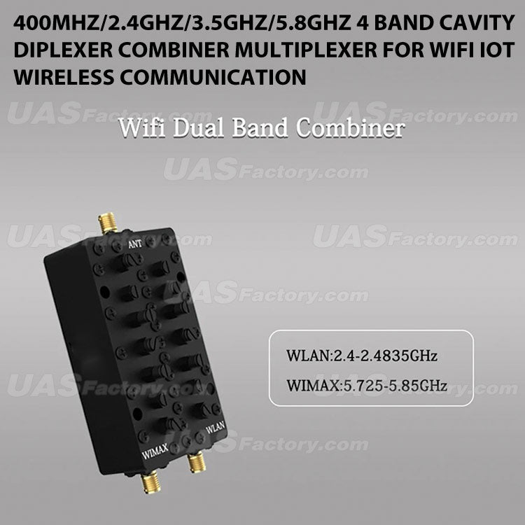 400MHz/2.4GHz/3.5GHz/5.8GHz 4 Band Cavity Diplexer Combiner Multiplexer For WiFi IOT Wireless Communication