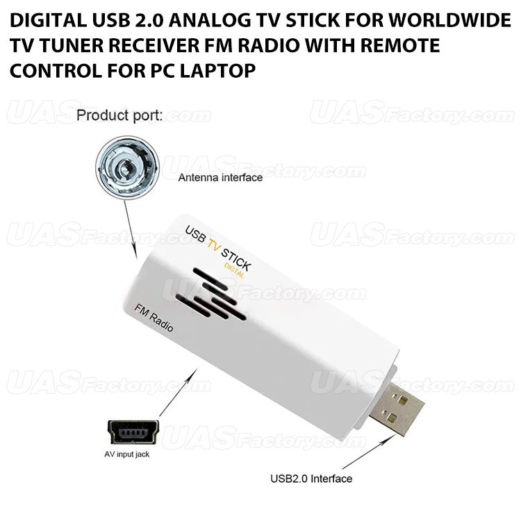 Digital USB 2.0 Analog TV Stick for Worldwide TV Tuner Receiver FM Radio with Remote Control for PC Laptop