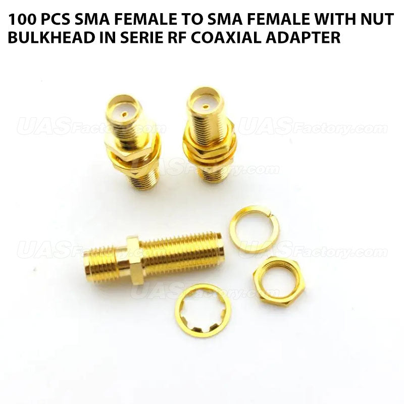 100 pcs SMA female to SMA female with nut bulkhead in serie RF coaxial adapter