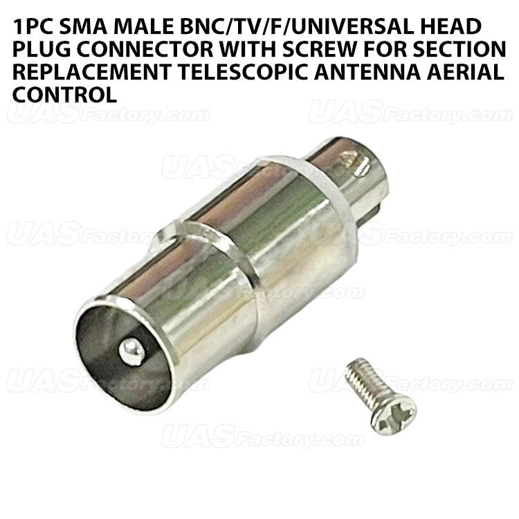 1pc SMA Male BNC/TV/F/Universal Head Plug Connector with Screw for Section Replacement Telescopic Antenna Aerial Control