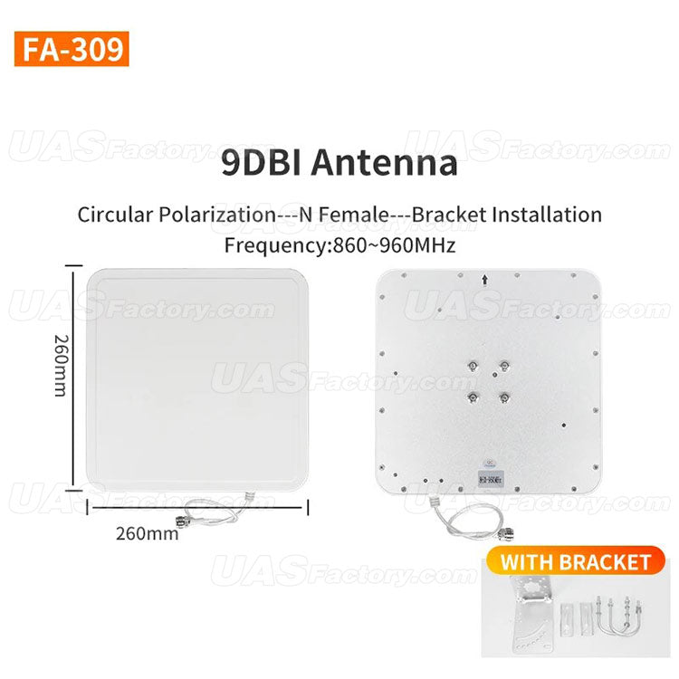 860-960Mhz Gain 9dBi Circular Polarization Passive IP67 Waterproof ABS External Outdoor UHF RFID Antenna for Reader