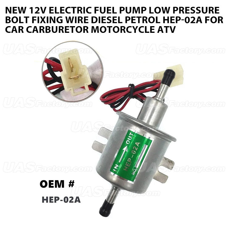 New 12V Electric Fuel Pump Low Pressure Bolt Fixing Wire Diesel Petrol HEP-02A For Car Carburetor Motorcycle ATV