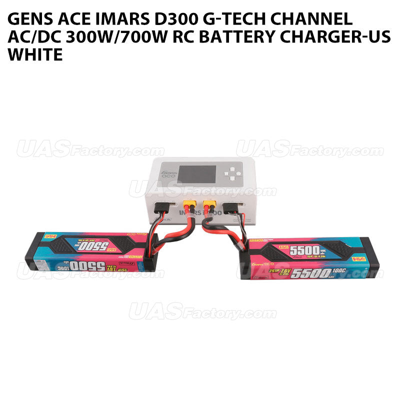 Gens Ace IMARS D300 G-Tech Channel AC/DC 300W/700W RC Battery Charger-US White