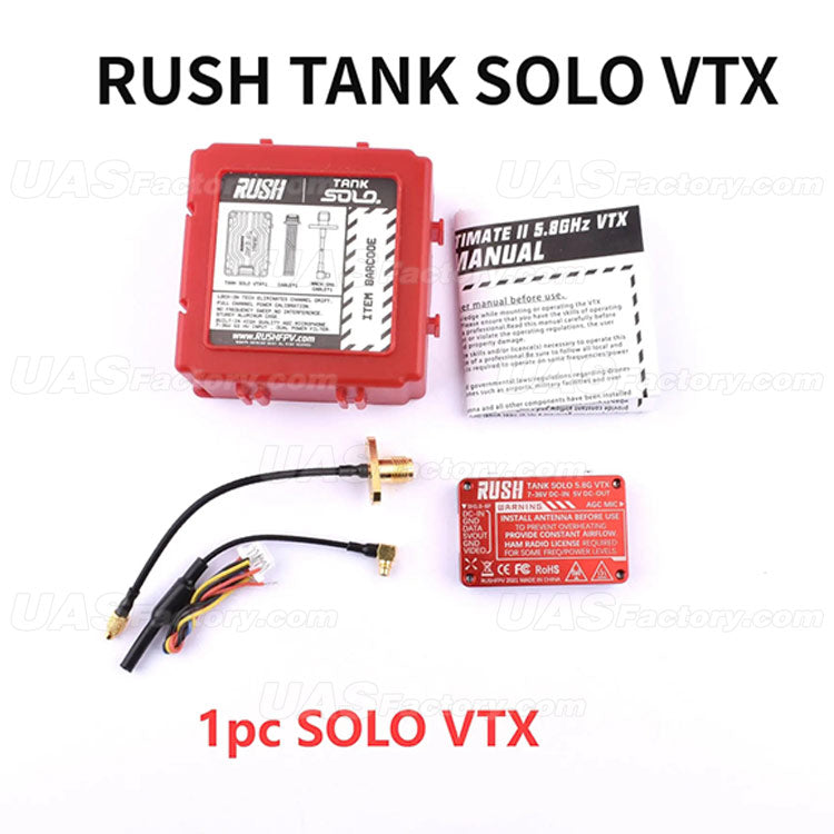 RUSHFPV RUSH TANK SOLO/MAX SOLO 2.5W 5.8GHz 48CH PitMode1.6W Adjustable VTX 2-6S Built-in Microphone CNC Cooling Shell forFPV Long Range