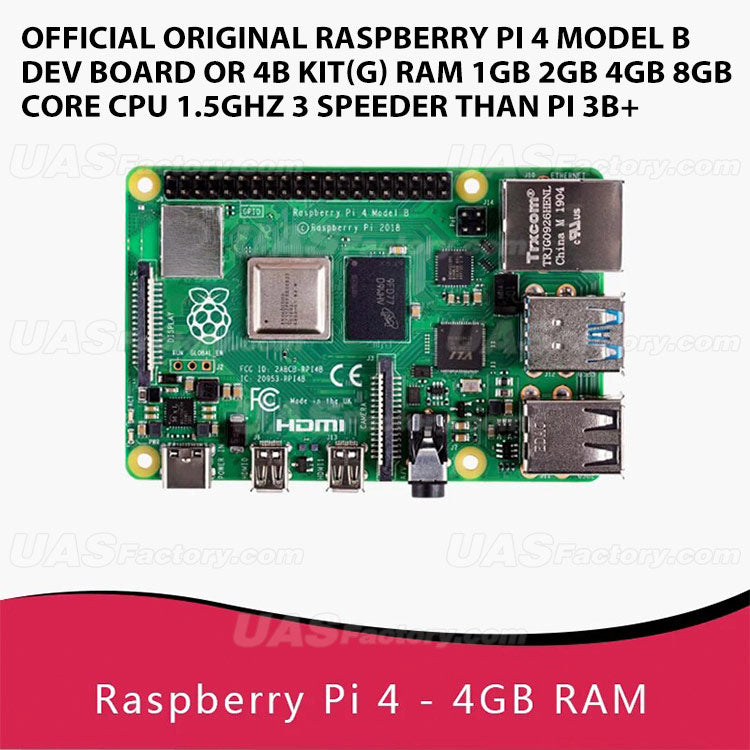 Official Original Raspberry Pi 4 Model B Dev Board or 4b Kit(G) RAM 1GB 2GB 4GB 8GB Core CPU 1.5Ghz 3 Speeder Than Pi 3B+