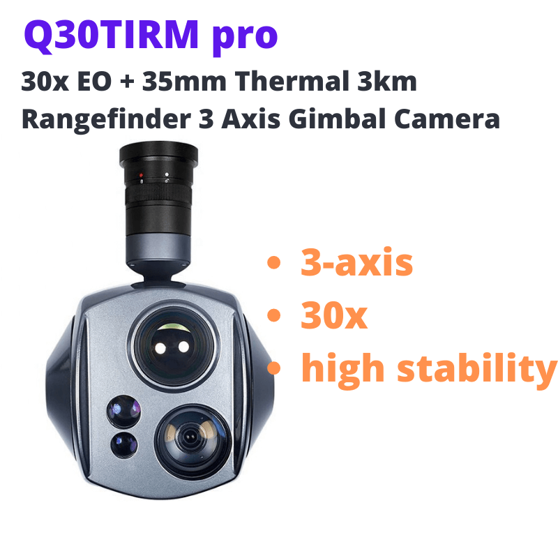 Q30TIRM pro Drone GPS Dual 30x EO + 35mm Thermal 3km Rangefinder 3 Axis Gimbal Camera TF 128G for Mapping