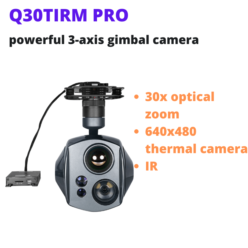 Q30TRIM pro 3 axis stabilized object GPS coordinate resolving LRF UAV payload gimbal camera drones with HD camera