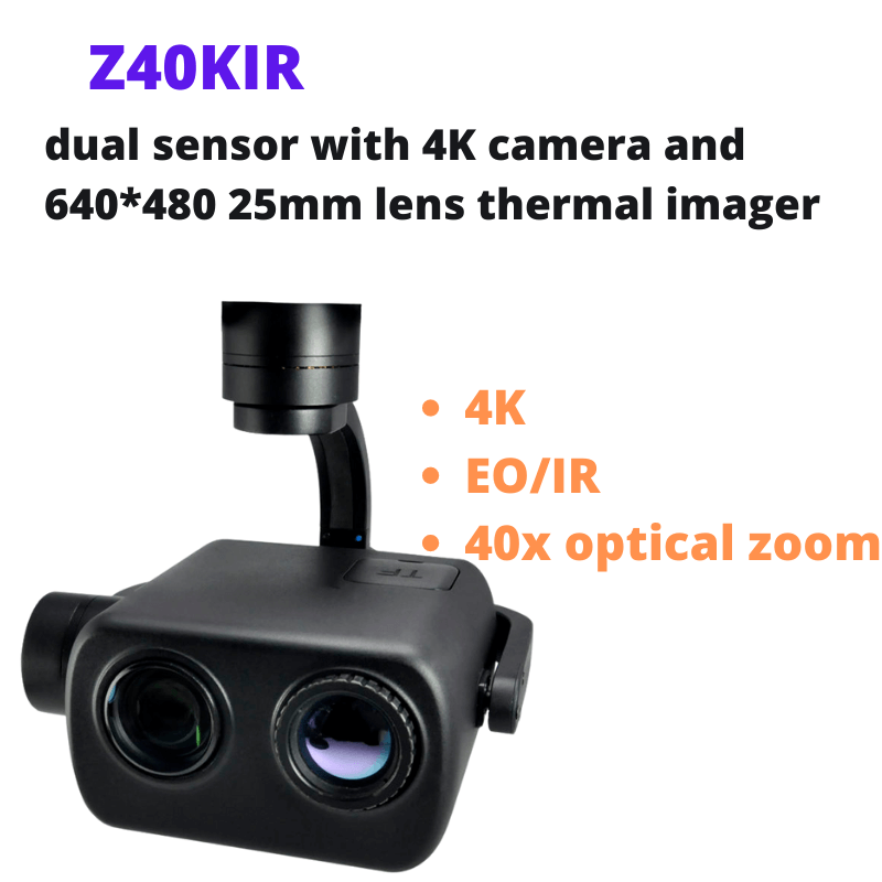 Z40KIR UHD camera EO/IR dual sensor radiometric drone thermal camera gimbal with 25mm lens and 40x optical zoom