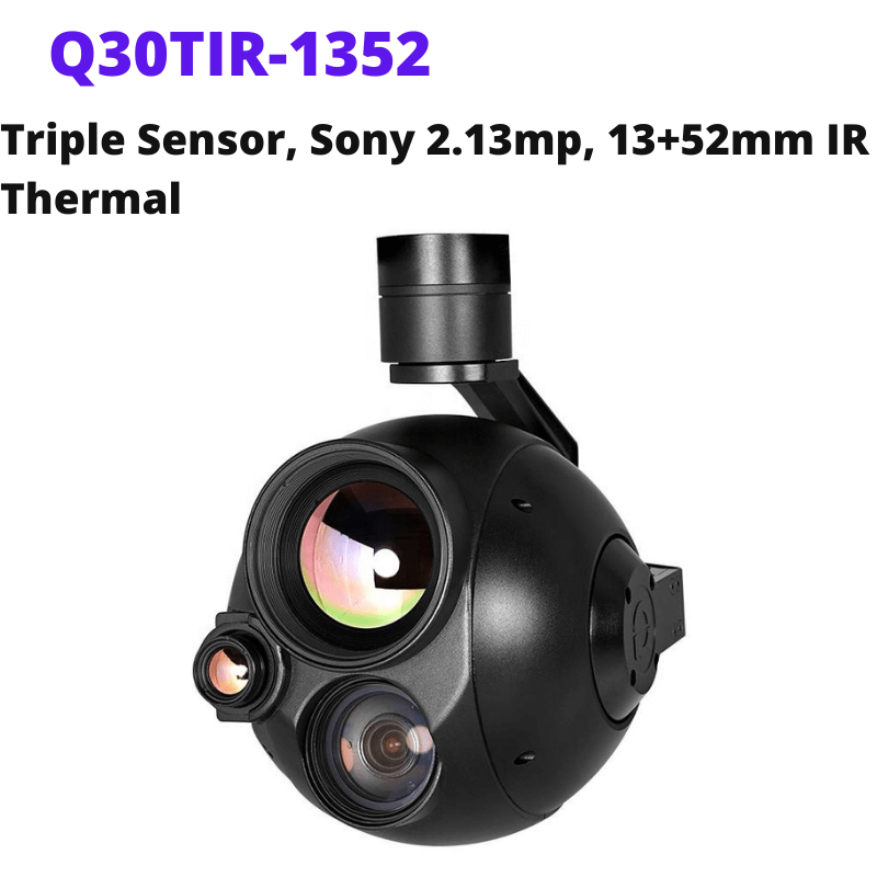 Q30TIR-1352 Triple sensor 4x optical zoom IR thermal EO Sterilizer Industrial Drone Camera Gimbal for fire-flighting