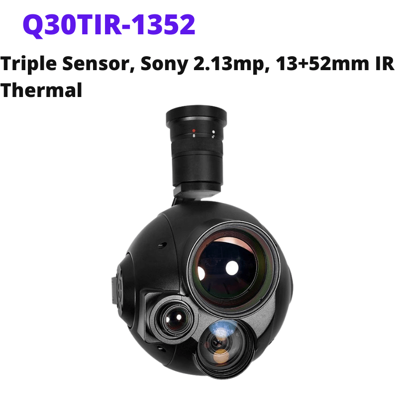 Q30TIR-1352 Triple sensor 4x optical zoom IR thermal EO Sterilizer Industrial Drone Camera Gimbal for fire-flighting