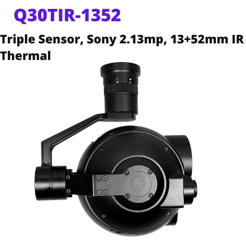 Q30TIR-1352 Triple sensor 4x optical zoom IR thermal EO Sterilizer Industrial Drone Camera Gimbal for fire-flighting