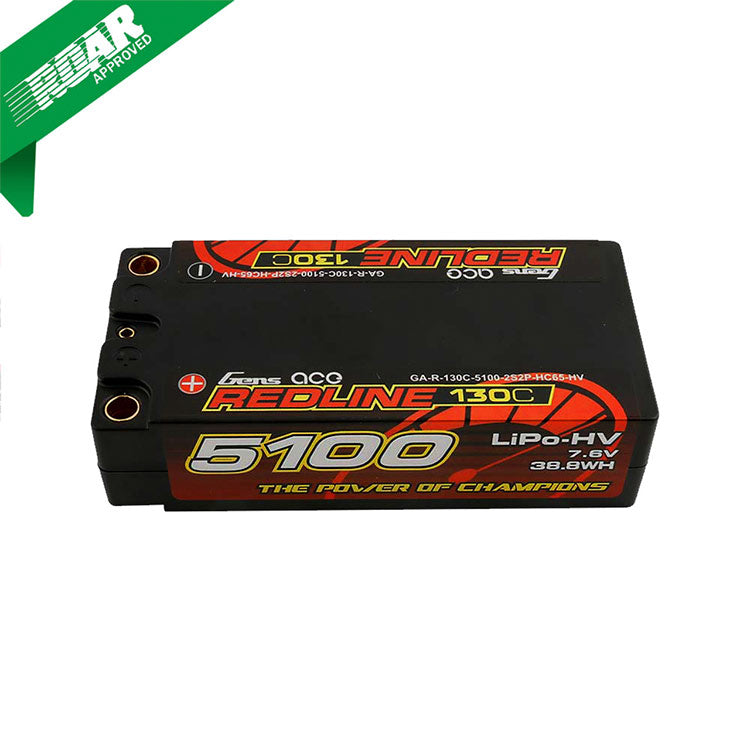 [Presale]Gens Ace Redline Series 5100mAh 7.6V 130C 2S2P HardCase HV Shorty Lipo Battery