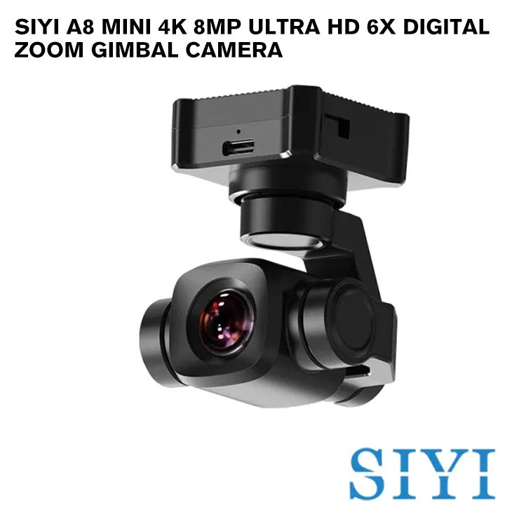 SIYI A8 mini 4K 8MP Ultra HD 6X Digital Zoom Gimbal Camera with 1/1.7" Sony Sensor AI Smart Identify and Tracking HDR Starlight Night Vision Mini 3-Axis Stabilizer 95g Lightweight 55x55x70mm for UAV UGV USV RC Planes and FPV Drones