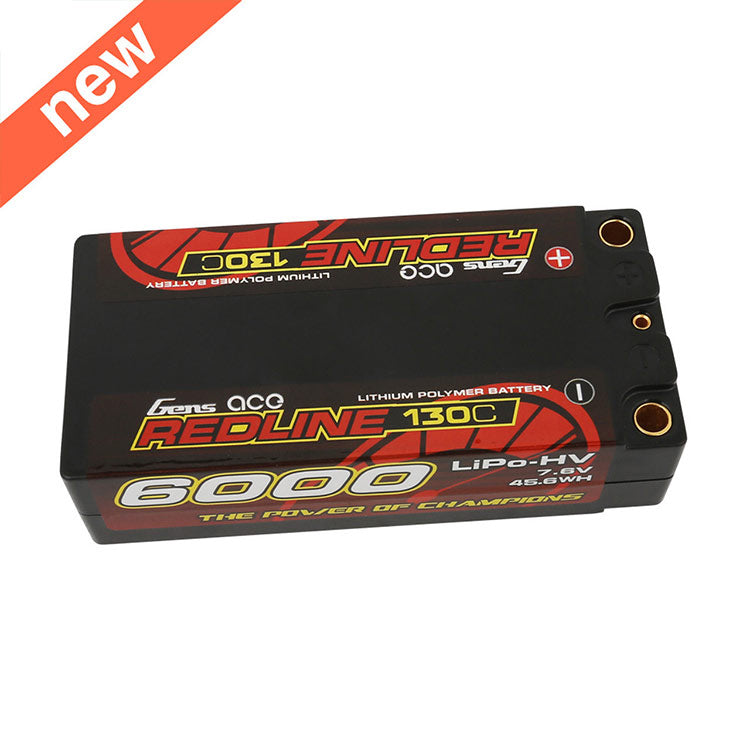 [Presale]Gens Ace Redline Series 6000mAh 7.6V 130C 2S2P HardCase HV Shorty Lipo Battery