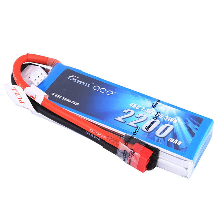 Gens Ace 2200mAh 7.4V 45C 2S1P Lipo Battery Pack With Deans Plug