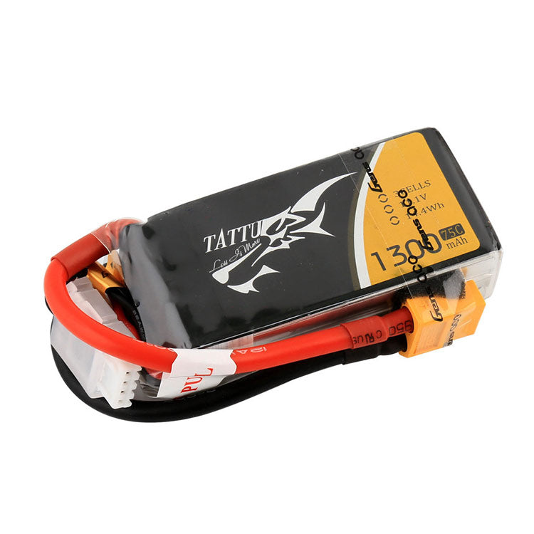 Tattu 1300mAh 3S 75C Lipo Battery Pack With XT60 Plug