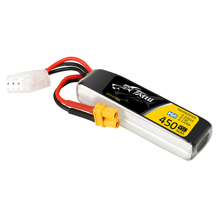 Tattu 450mAh 7.6V High Voltage 95C 2S1P Lipo Battery Pack With XT30 Plug - Long Pack