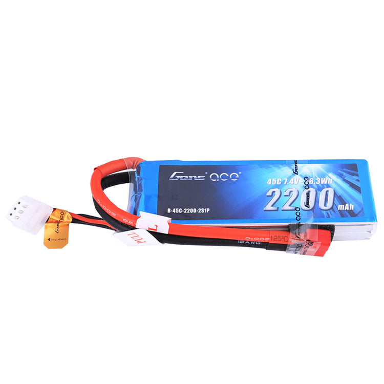 Gens Ace 2200mAh 7.4V 45C 2S1P Lipo Battery Pack With Deans Plug