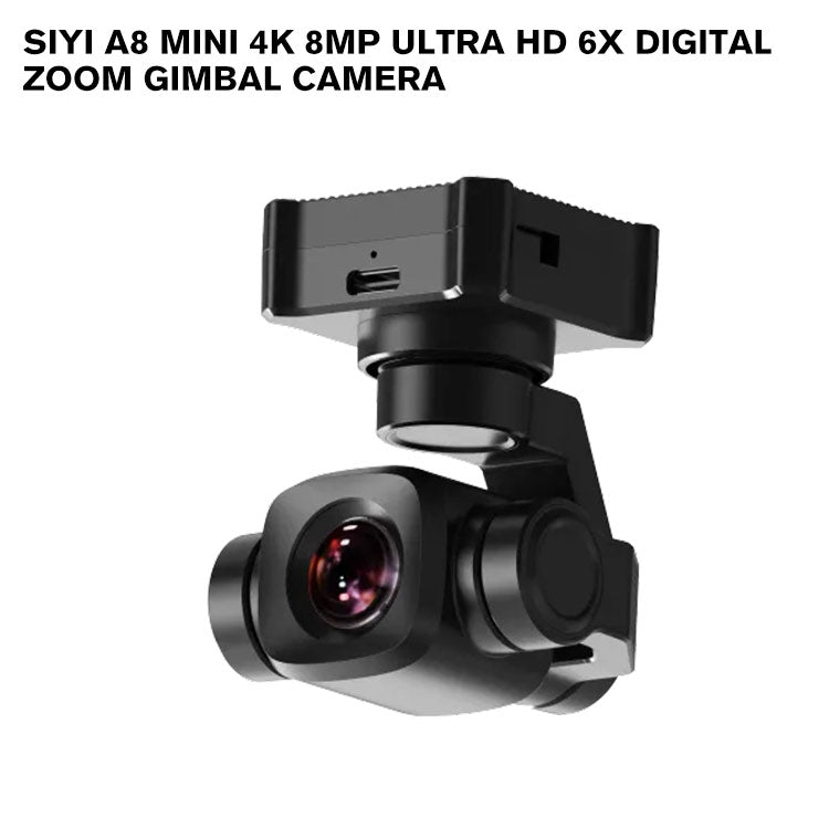 SIYI A8 mini 4K 8MP Ultra HD 6X Digital Zoom Gimbal Camera with 1/1.7" Sony Sensor AI Smart Identify and Tracking HDR Starlight Night Vision Mini 3-Axis Stabilizer 95g Lightweight 55x55x70mm for UAV UGV USV RC Planes and FPV Drones