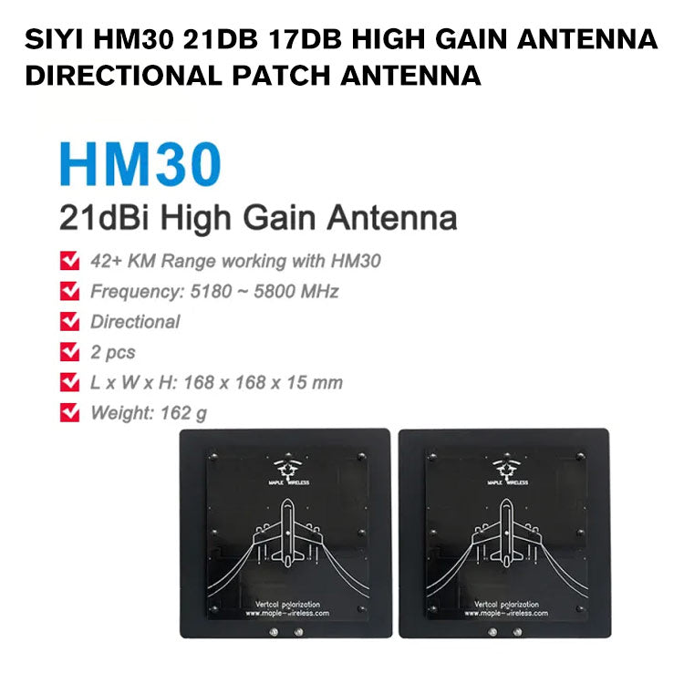 SIYI HM30 21dB 17dB High Gain Antenna Directional Patch Antenna with SMA Connector Compatible with HM30 Ground Unit and Antenna Trackers