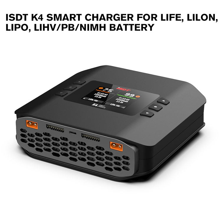 ISDT K4 Lipo Battery Balance Charger Discharger 1-8S AC 400W DC 600Wx2 Smart Charger for Life, Lilon, LiPo, LiHv/Pb/NiMH Battery