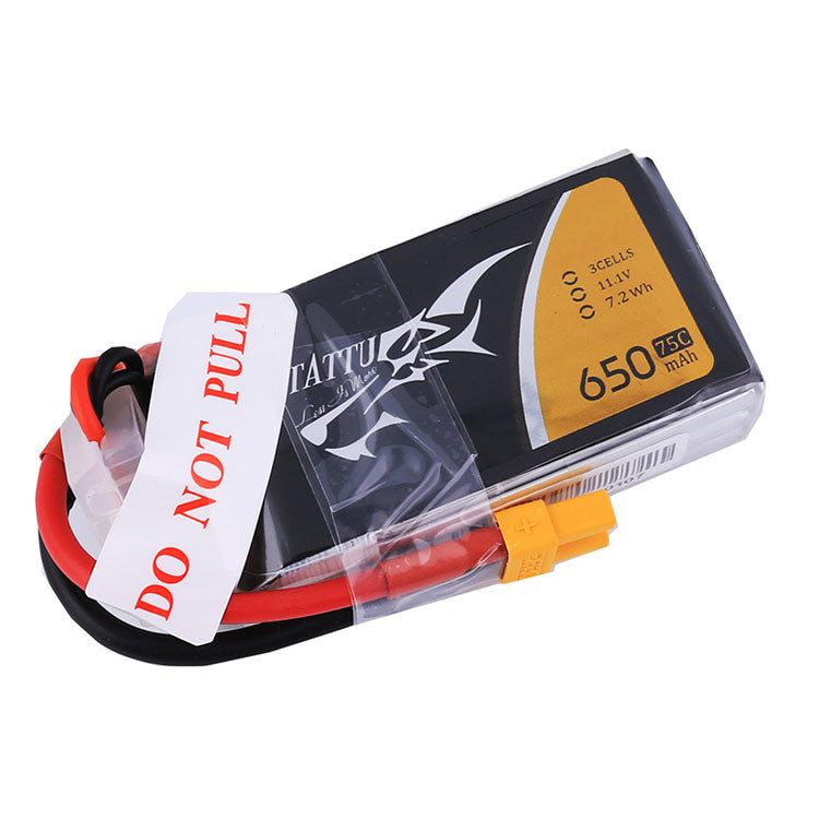 Tattu 3S1P 75C 11.1V 650mAh Lipo Battery Pack With XT30 Plug