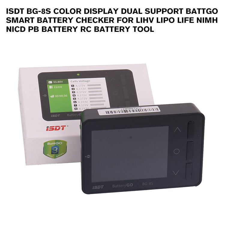 iSDT BG-8S Color Display Dual Support BattGO Smart Battery Checker for LiHv LiPo LiFe NiMH NiCd Pb Battery RC Battery Tool