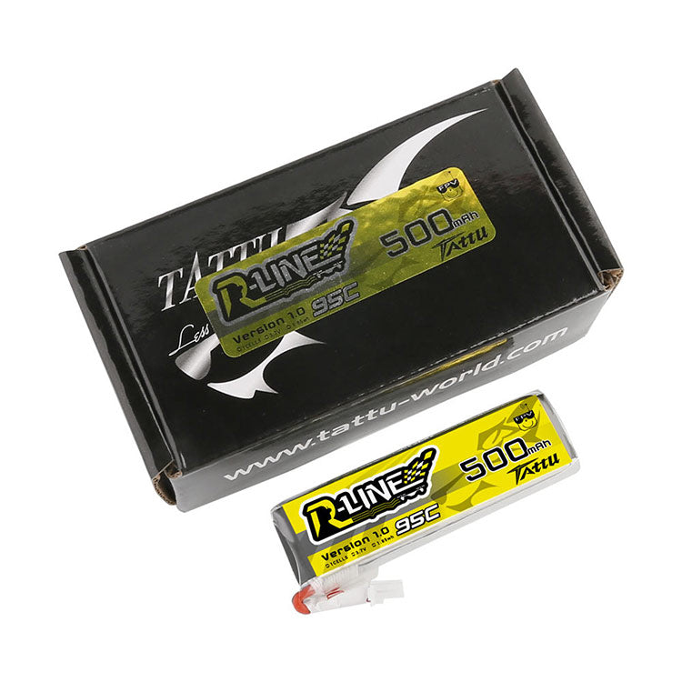 Tattu 500mAh 3.7V 95C 1S1P Lipo Battery Pack With JST-PHR Plug