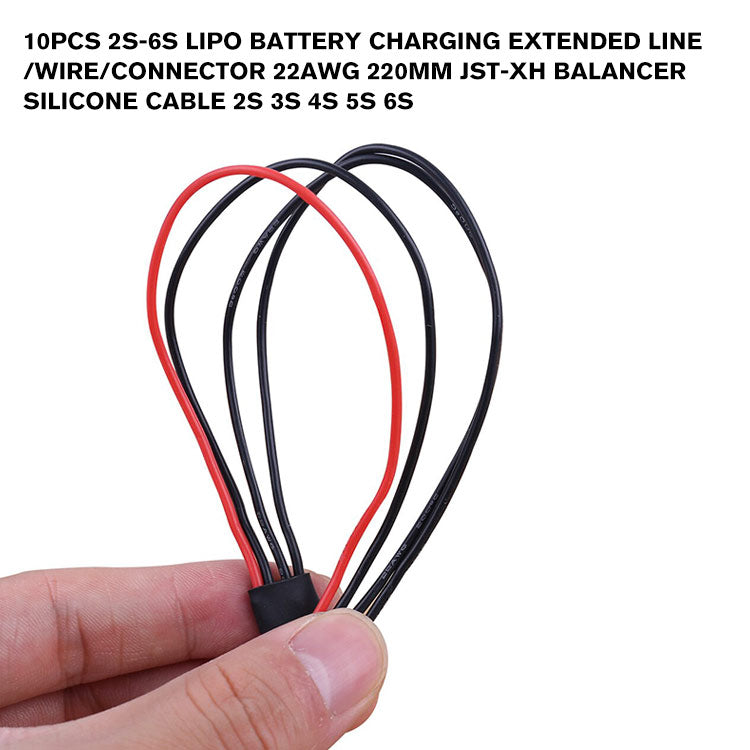 10PCS 2s-6s LiPo Battery Charging Extended Line/Wire/Connector 22AWG 220mm JST-XH Balancer Silicone Cable 2S 3S 4S 5S 6S