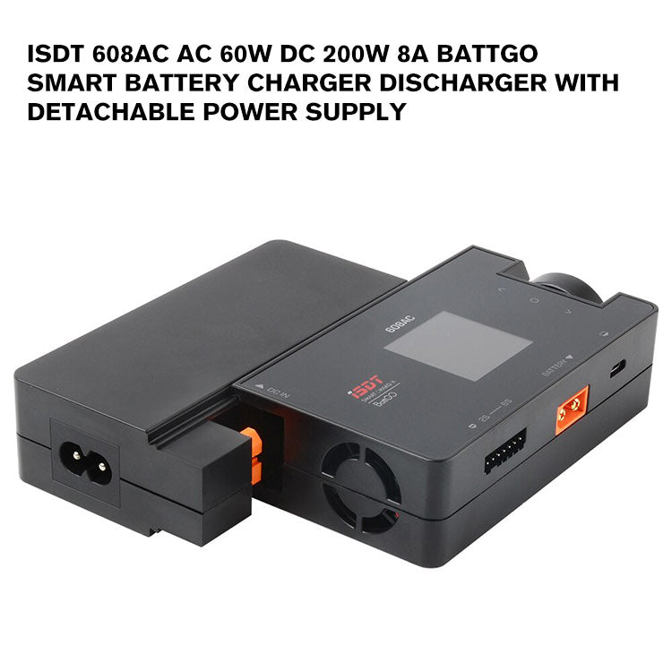 ISDT 608AC AC 60W DC 200W 8A BattGo Smart Battery Charger Discharger with Detachable Power Supply