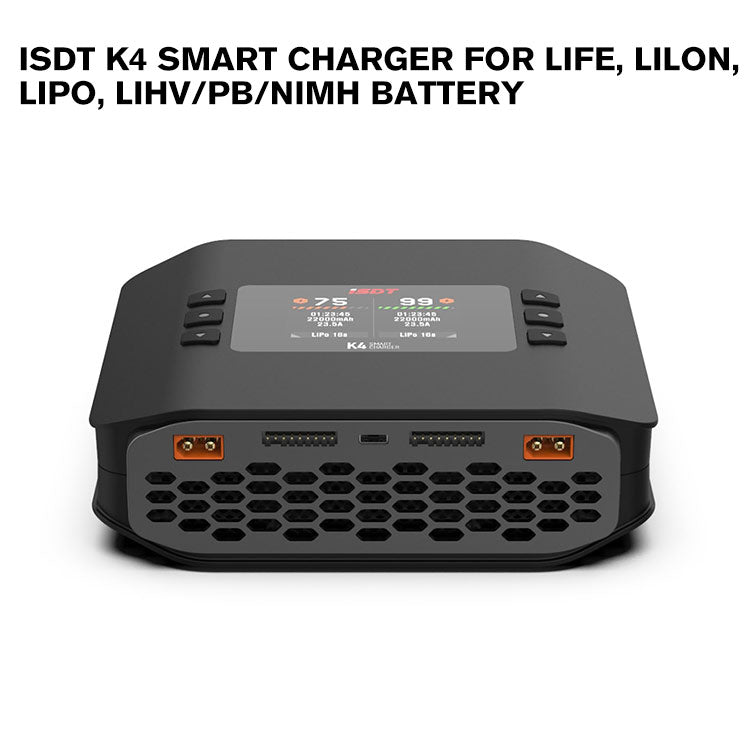 ISDT K4 Lipo Battery Balance Charger Discharger 1-8S AC 400W DC 600Wx2 Smart Charger for Life, Lilon, LiPo, LiHv/Pb/NiMH Battery