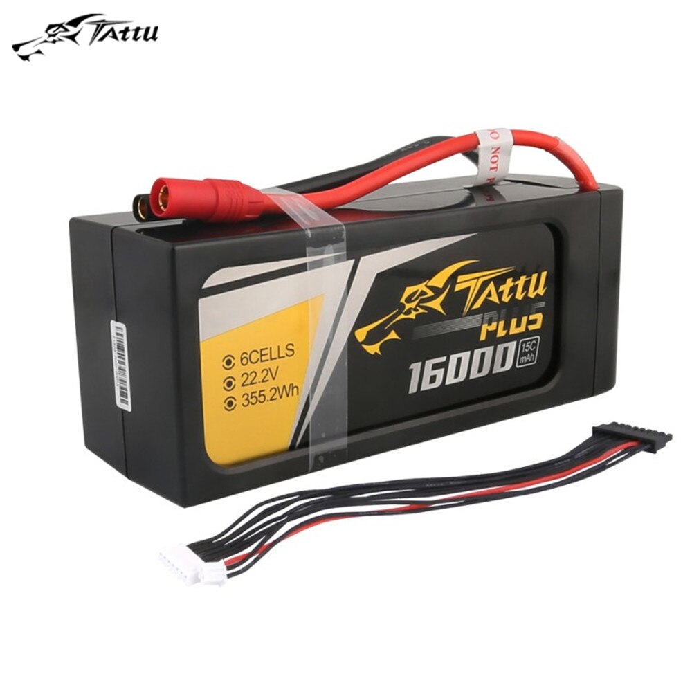 Tattu Plus 16000mAh 22.2V 15C 6S1P Lipo Battery Pack with AS150/XT90S antispark plug for multi-rotor drones